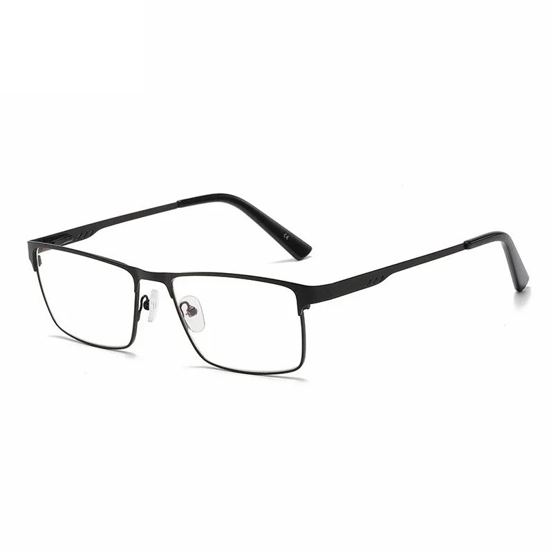 Lunettes de Lecture Carrées en Métal – Anti Lumière Bleue, Branches à Ressort, Mixte