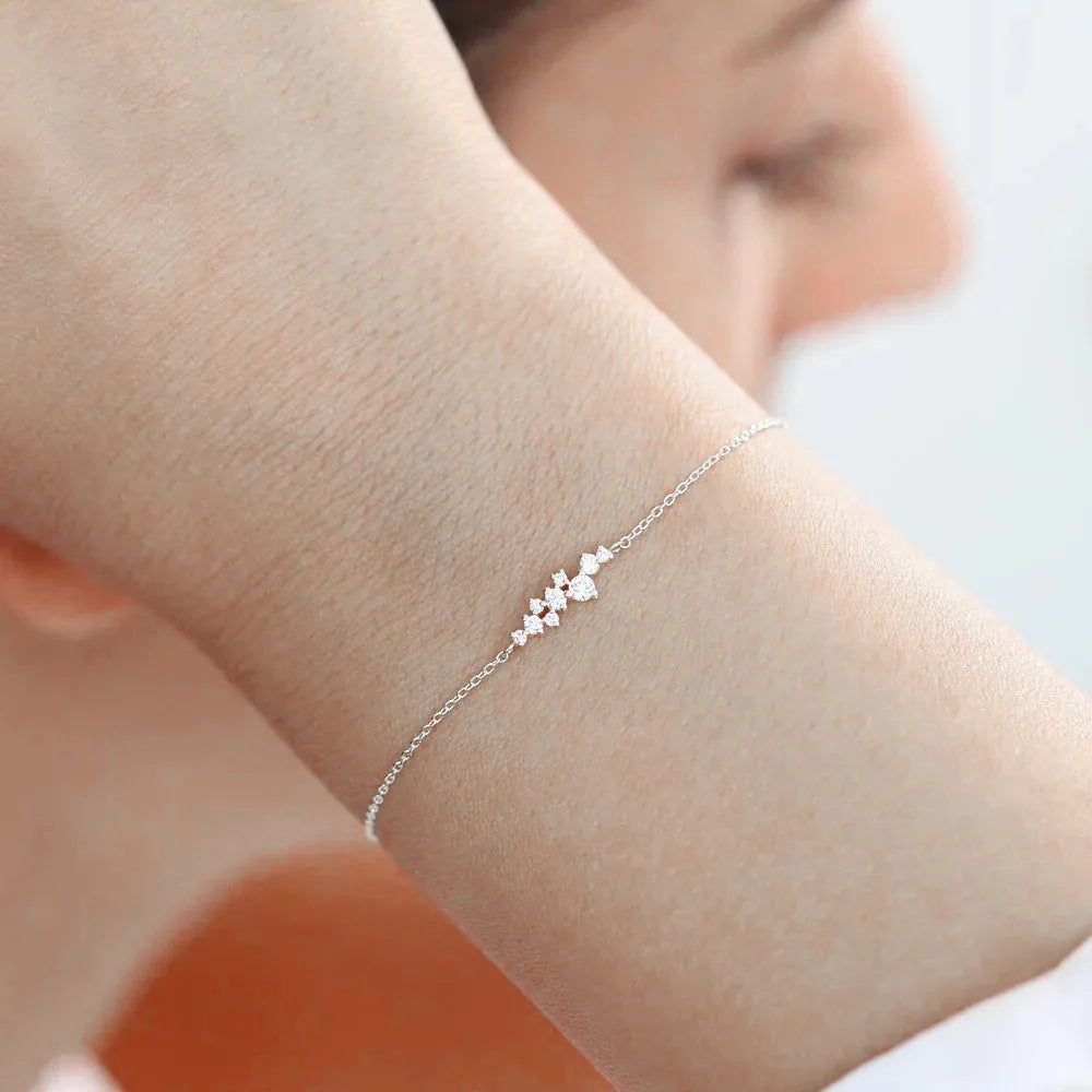 Bracelet Charme Femme en Argent 925 – Zircon Œil de Cheval & Chaîne Anneau | Or & Argent