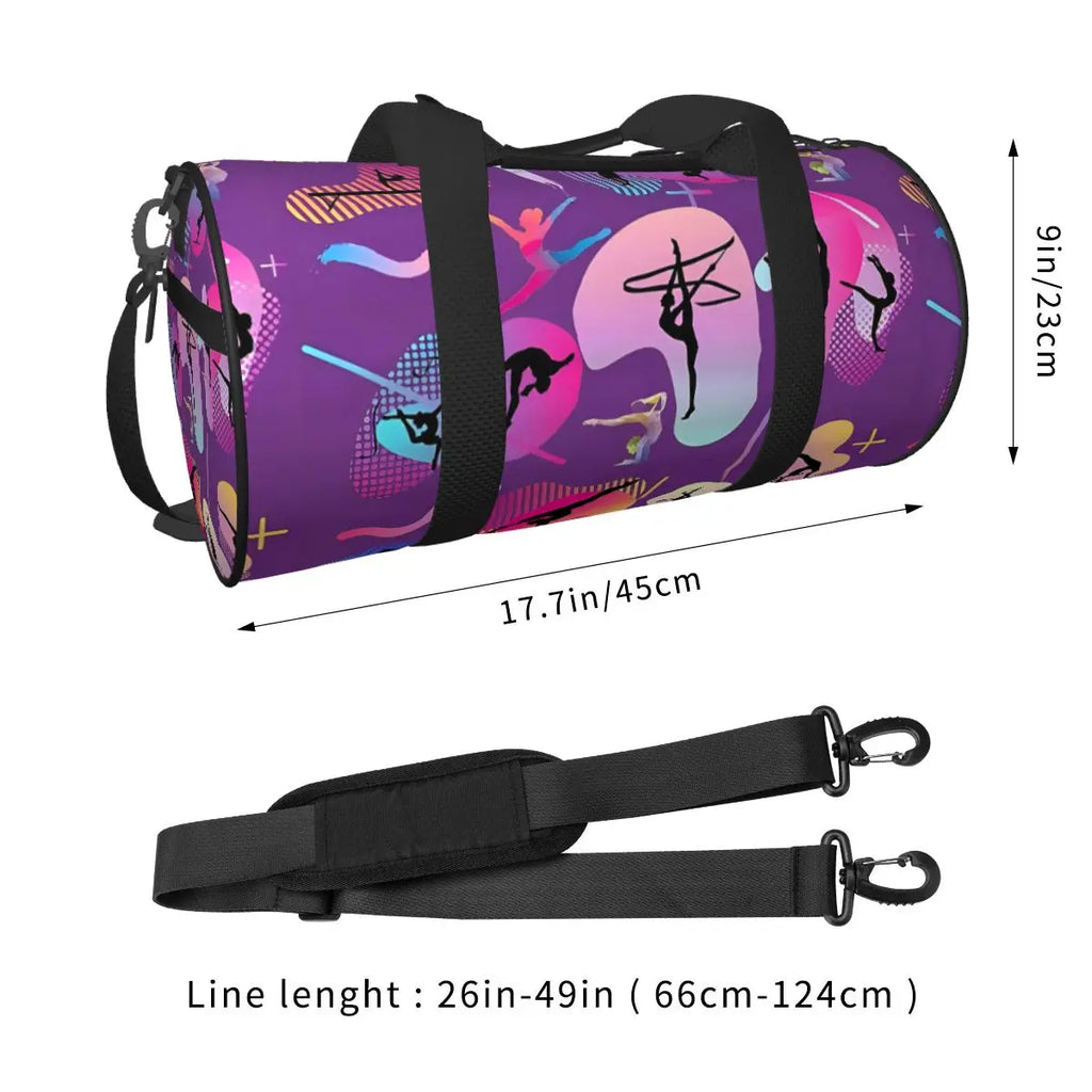 Gymnastics Girl Colorful Pattern Modern Sport Gym Bag Training Sports Bags Men with Shoes Retro Fitness Bag Weekend Handbags