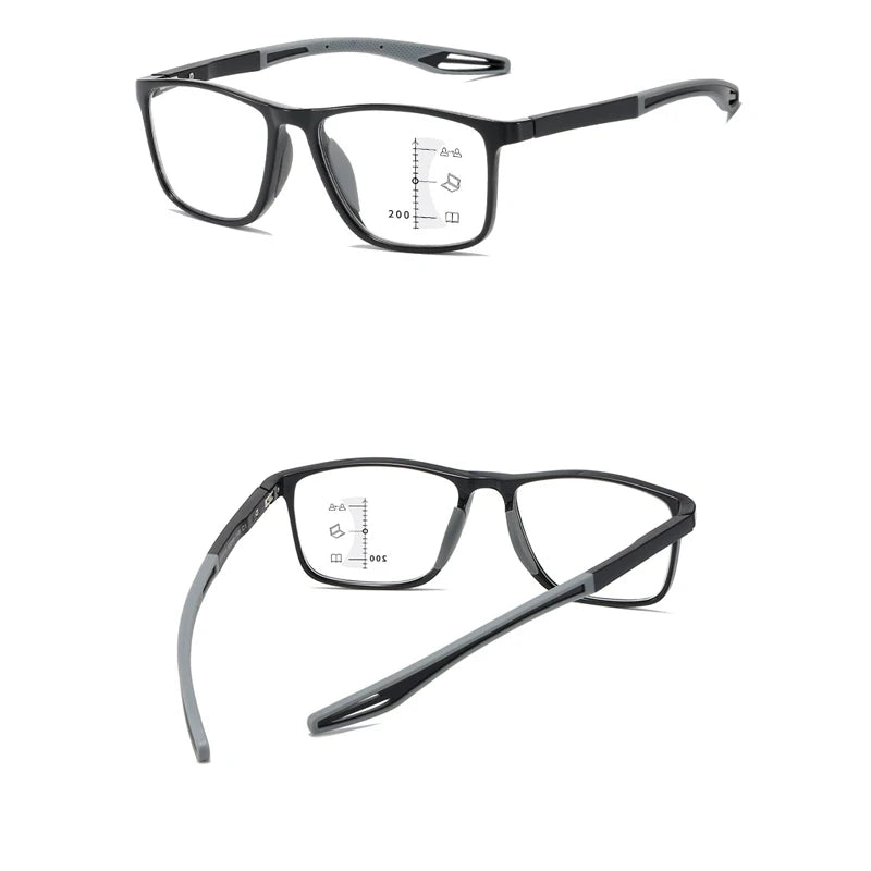Lunettes de Lecture Progressives Multifocales Anti-Lumière Bleue – Mixte, Grande Monture Rectangulaire