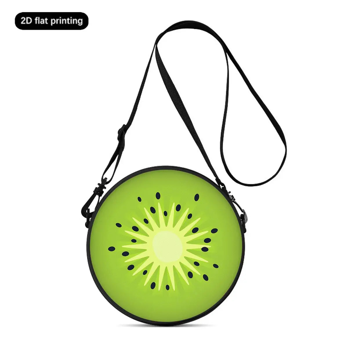 Watermelon Cherry Round Shoulder Bag Fruit Messenger Bag Daily Adjustable Strap Crossbody Bag for Woman Best Gifts 2D Flat