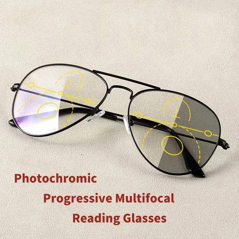 Lunettes de Lecture Photochromiques Multifocales ISENGHUO – Monture Pilote Mixte