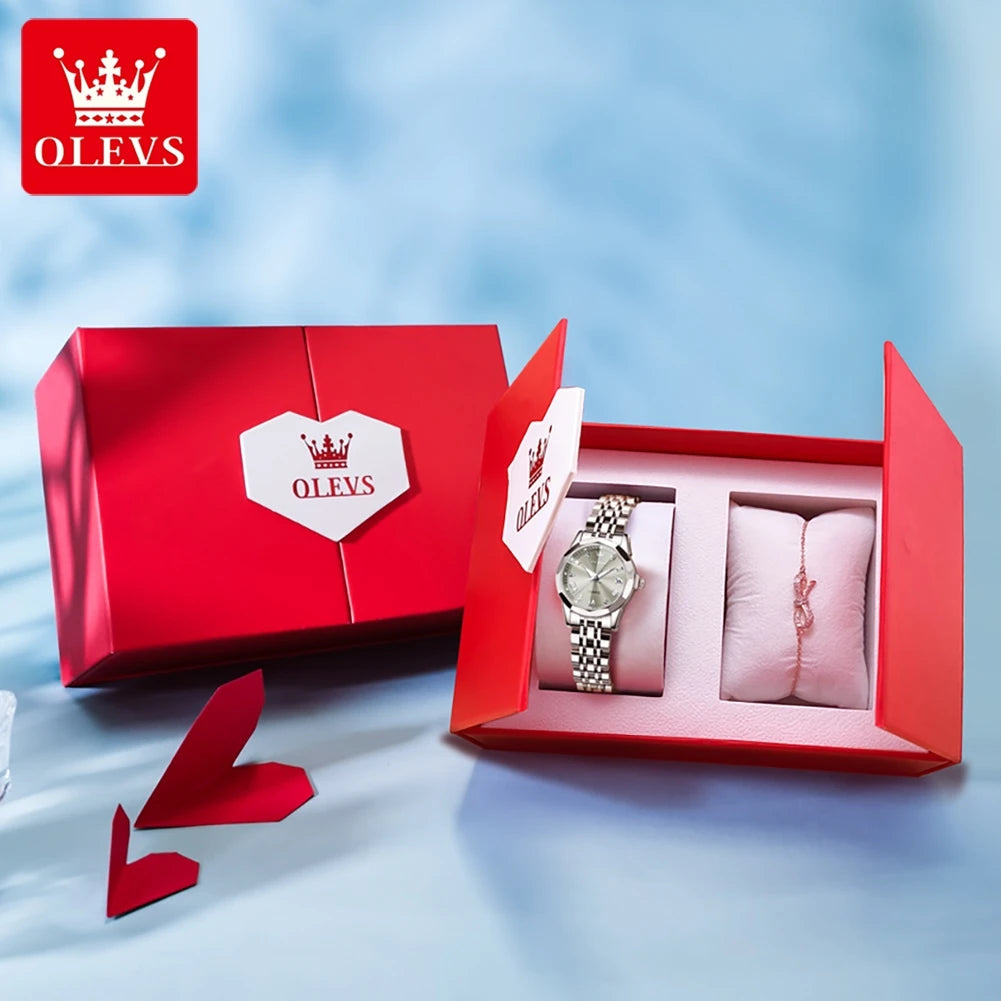 OLEVS 9931 Montre Femme Luxe – Quartz, Miroir Losange, Acier Inoxydable, Diamants, Étanche 3 Bar