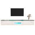 Meuble TV Haute Brillance 180x35x30 cm – LED 16 Couleurs USB | Mural ou Sol | Noir & Blanc | 60 kg