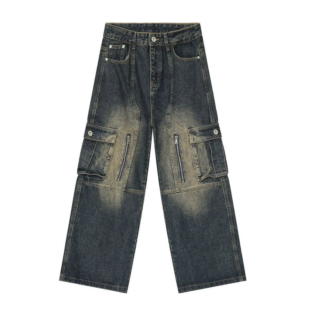 Jean Cargo Multi-Poches Homme – Style Workwear American Wash Denim