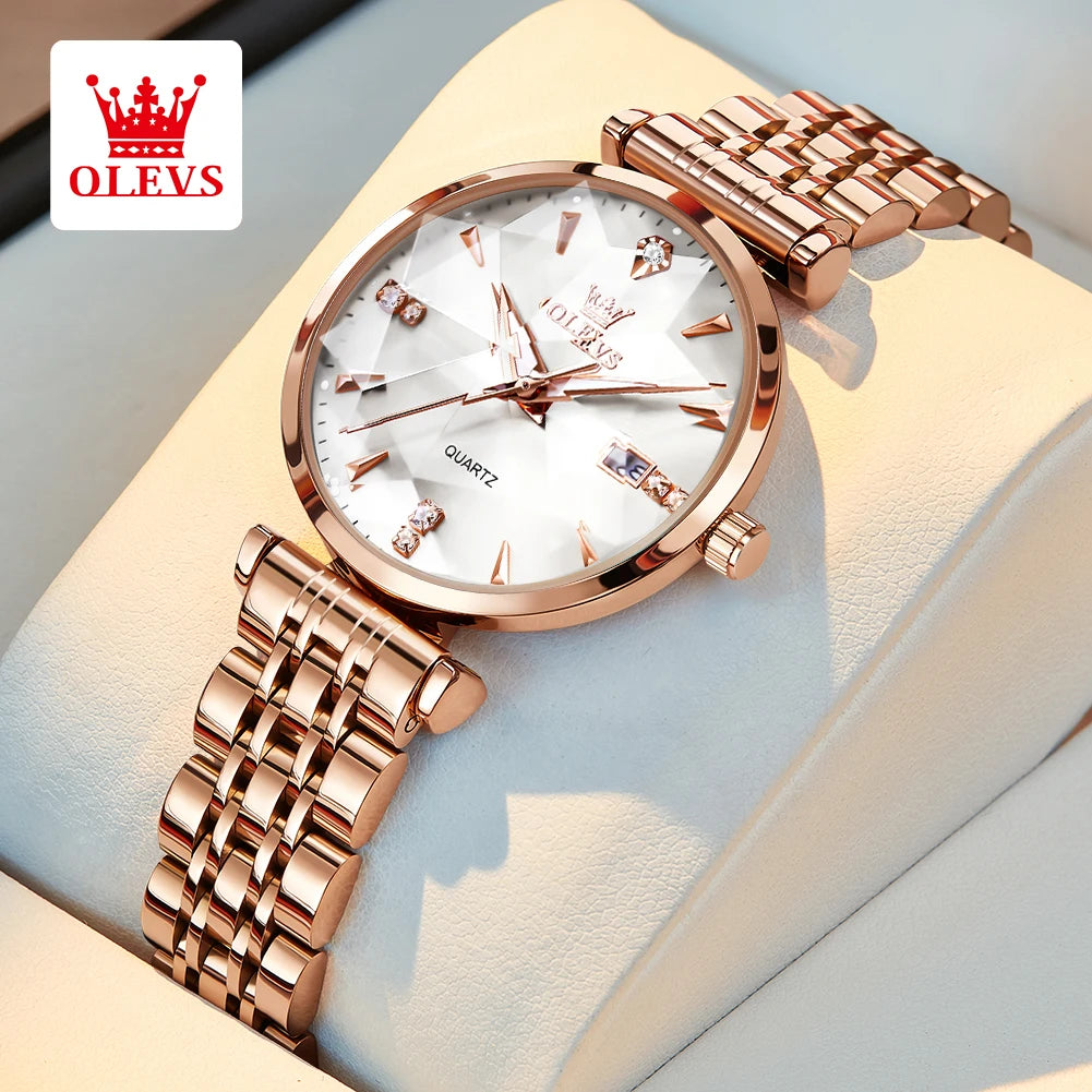 Montre Femme OLEVS 5536 Quartz Diamant – Coffret Bracelet Luxe