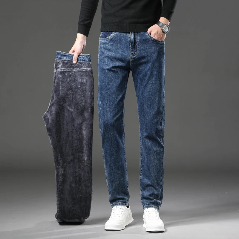 Jean Molletonné Homme Hiver – Coupe Droite Slim Chaud Polaire | 3 Coloris | Tailles 28-38