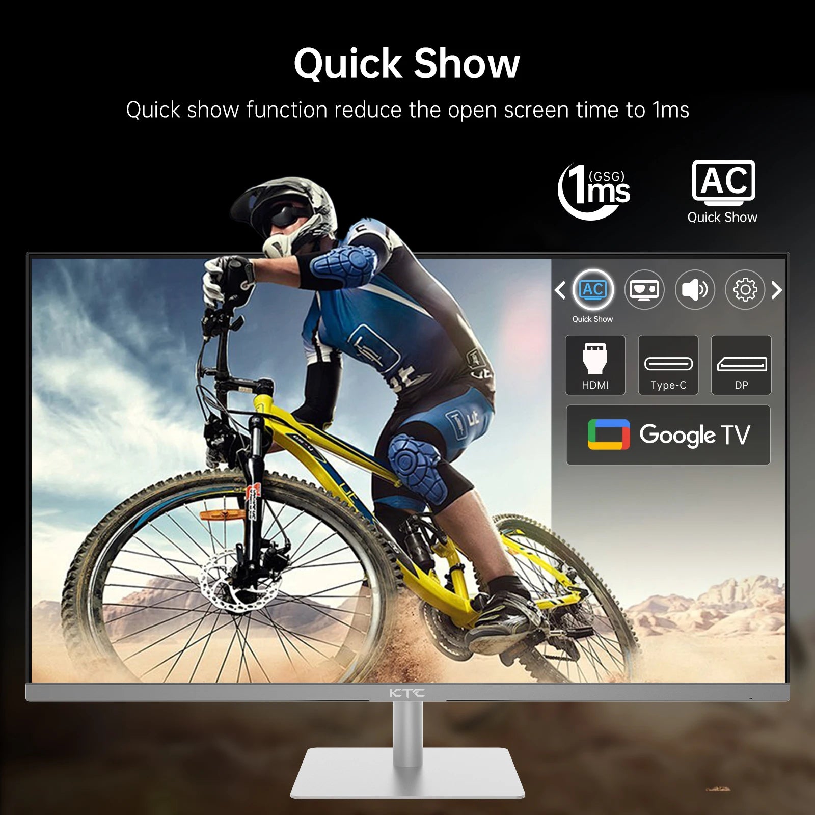 Moniteur KTC 32" 4K UHD Smart – Google System | HDR10 | 3840x2160 | VA 60Hz | Haut-Parleurs | Noir