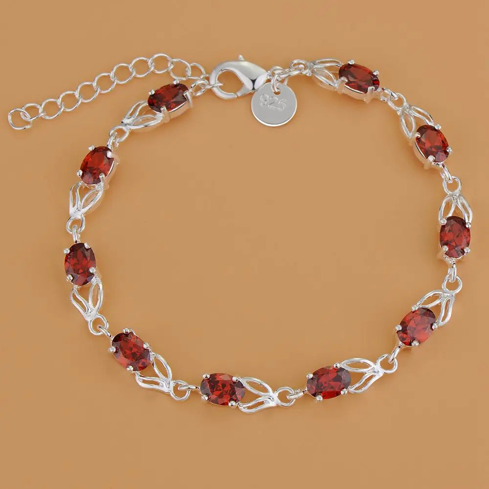 Bracelet Charm en Argent Sterling 925 – Chaîne Perlée Romantique pour Femme