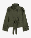 New Women's Solid Color Trench Coat Stand Collar Double Breasted Waist Tie Elegant Commuter Casual Loose Comfortable Warm Outfit
