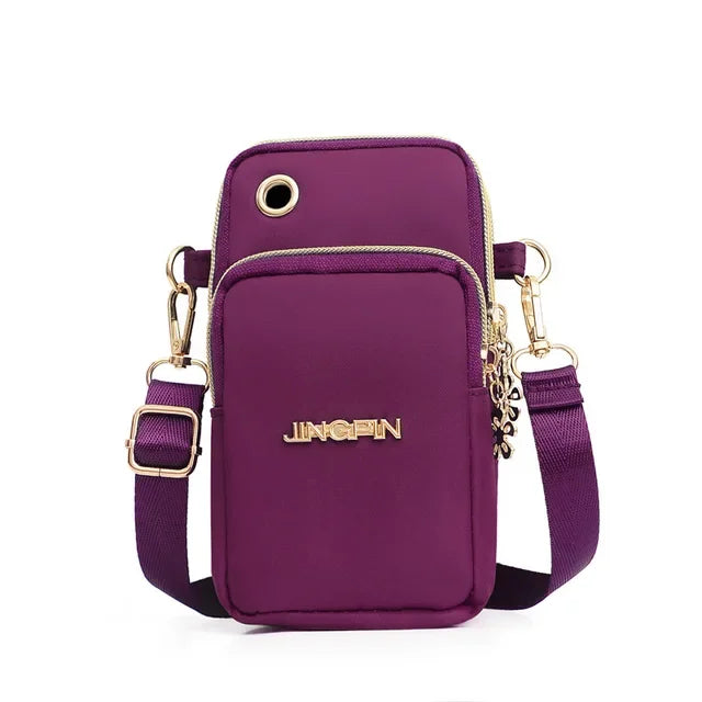 Mobile Phone Crossbody Bags for Women Shoulder Bag Fashion Cell Phone Pouch With Headphone Plug 3 Layer Wallet
