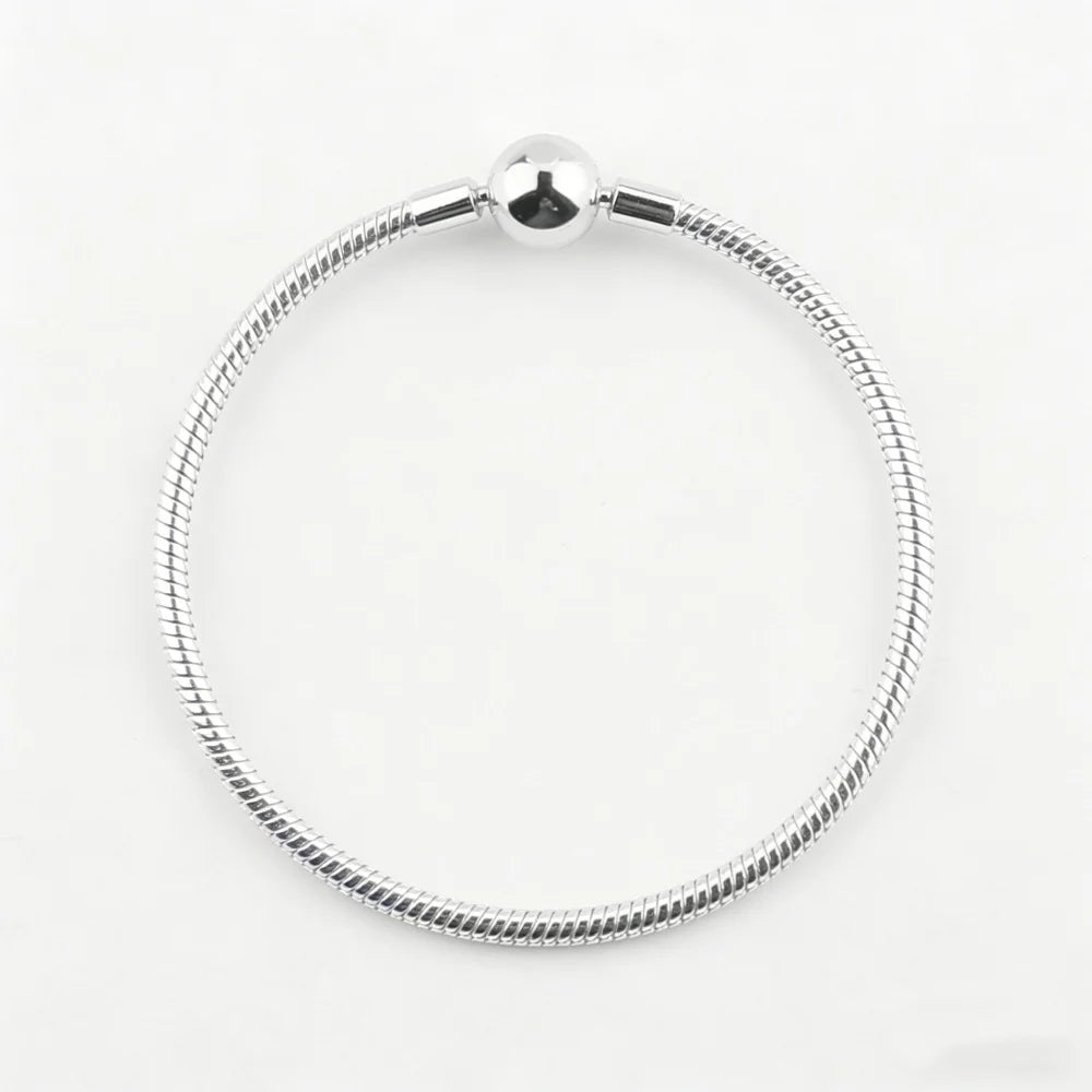 Fmrose Bracelet Charm Fait Main en Argent 925 – Chaîne Serpent Douce, Cadeau Femme