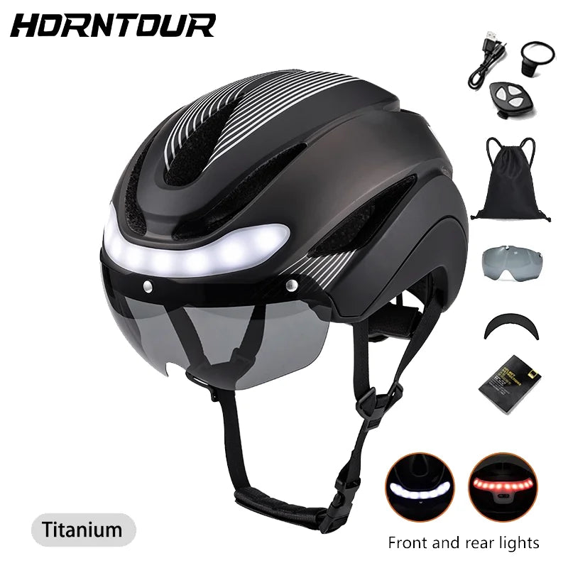 Casque Vélo LED Horntour HT-16 – Clignotants & Visière Magnétique