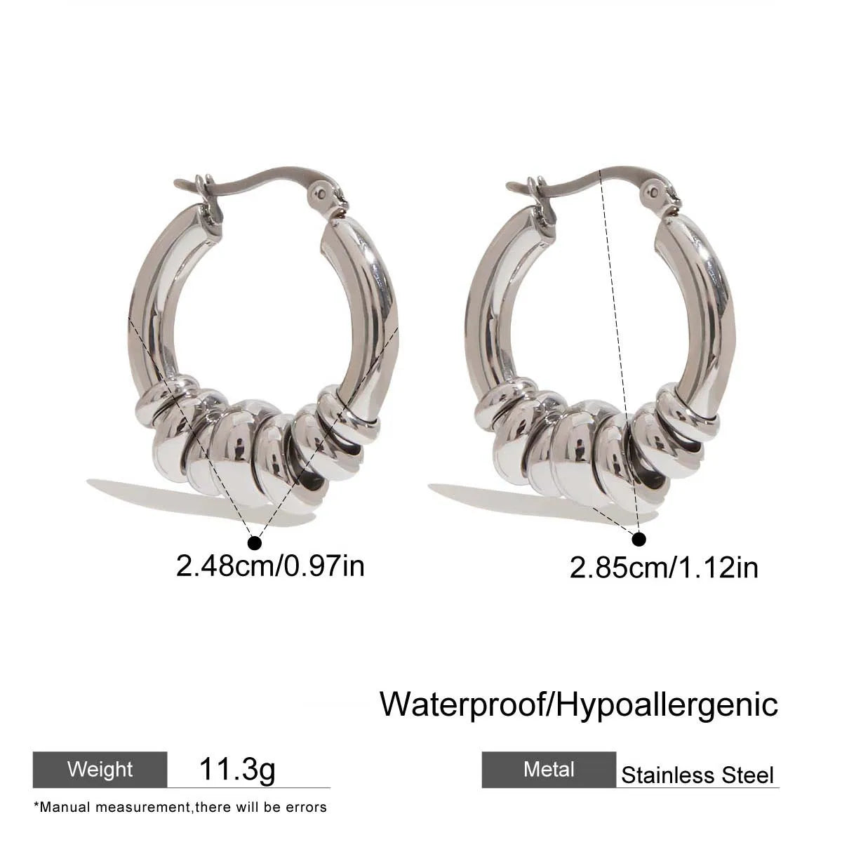 Boucles d'Oreilles Huggie Vintage Cercle – Acier Inoxydable Plaqué Or 18K, Hypoallergéniques, Style Minimaliste