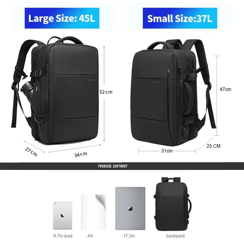 Sac à Dos Business Voyage BANGE – Grande Capacité 37-45L | Port USB | Laptop 17,3"