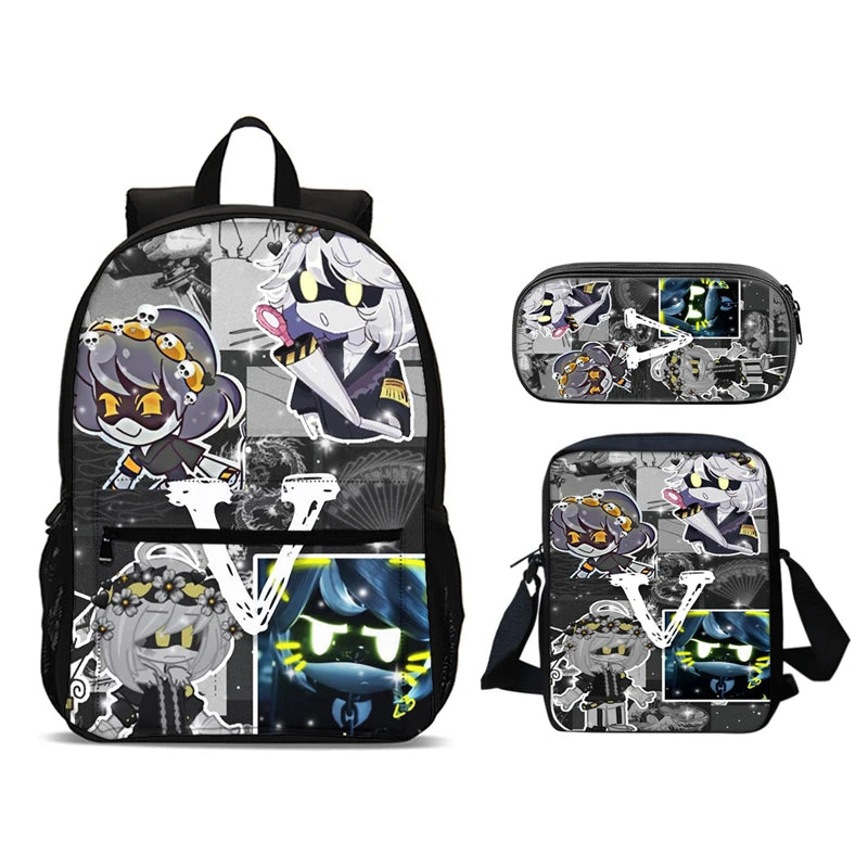 Murder Drones 3pcs Set Backpack 47cm/18.5inch Large Capacity Backpack Shoulder Bag Pencil Case Book Bags for Boys Girl Best Gift