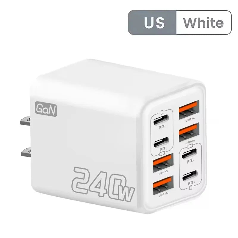 Chargeur GaN 240W 8-en-1 USB-C Charge Rapide - iPhone Samsung Xiaomi