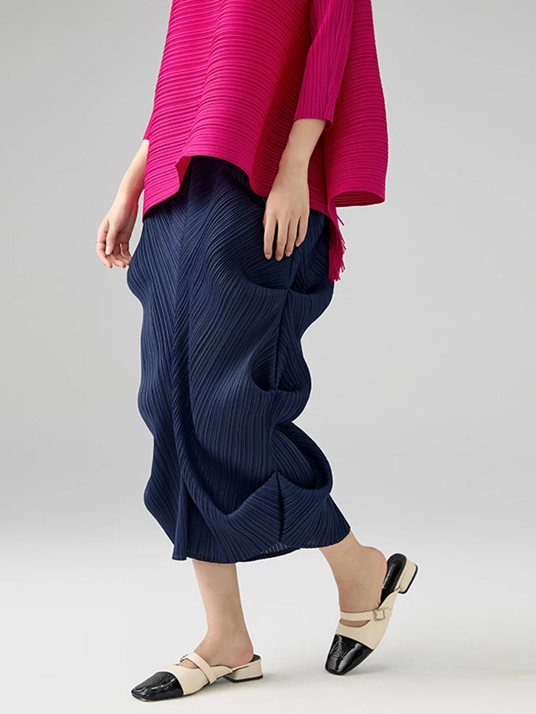 Jupe Plissée A-Line Femme – Taille Élastique, Coupe Ample & Irrégulière