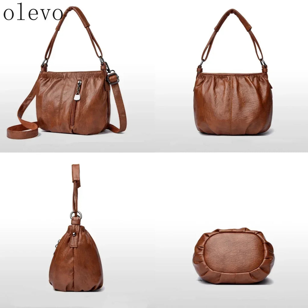 Sac Seau Bandoulière Style Rétro Grande Capacité – Cuir PU, 3 Coloris