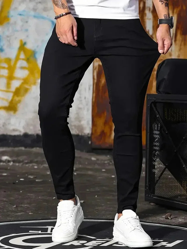 Jean Skinny Stretch Homme 3 Coloris Style Harajuku Hip-Hop Street Luxe Tailles 28-38