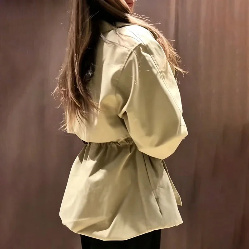 Trench Coat Femme Élégant – Veste Boutonnée Ceinturée Style Coréen | Automne 2026
