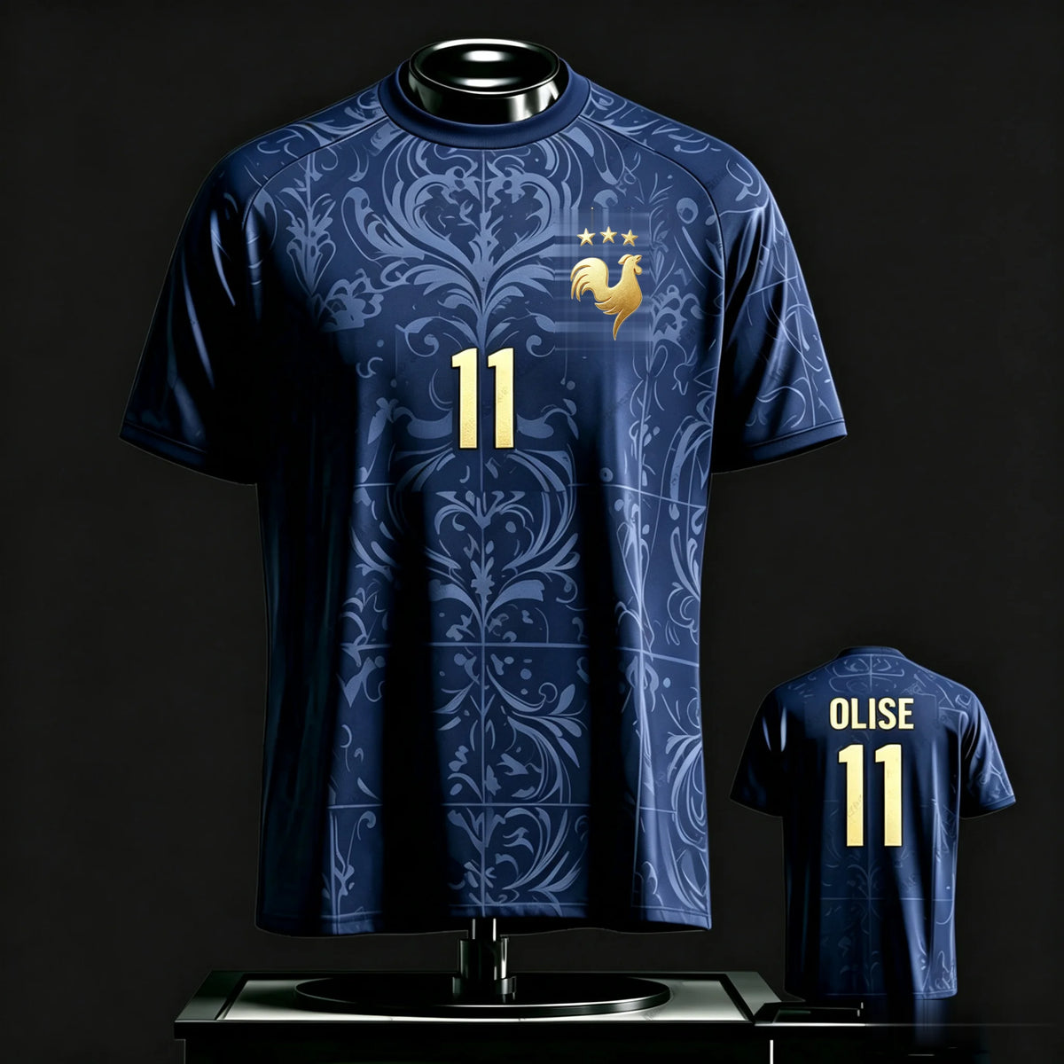 Mbappe 10 Soccer Jersey Golden Rooster Badge Double-Sided Quick Dry Crewneck Short Sleeve Unisex Premium Football Fan Jersey