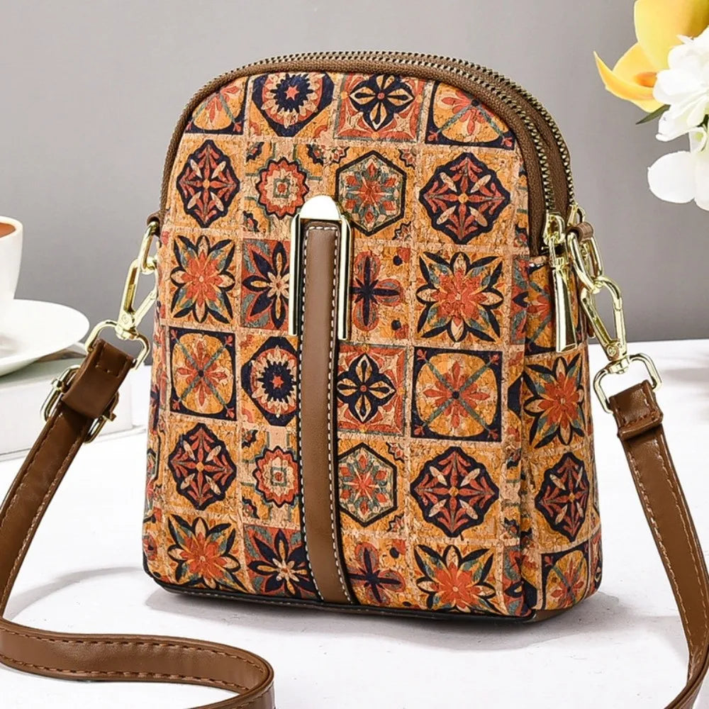 Sac Téléphone Bandoulière Femme Style Bohème Ethnique – Cuir PU, Fermeture Zip, 7 Coloris