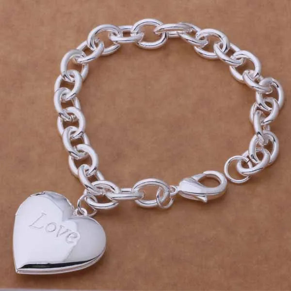 Bracelet Charm en Argent Sterling 925 – Chaîne Perlée Romantique pour Femme