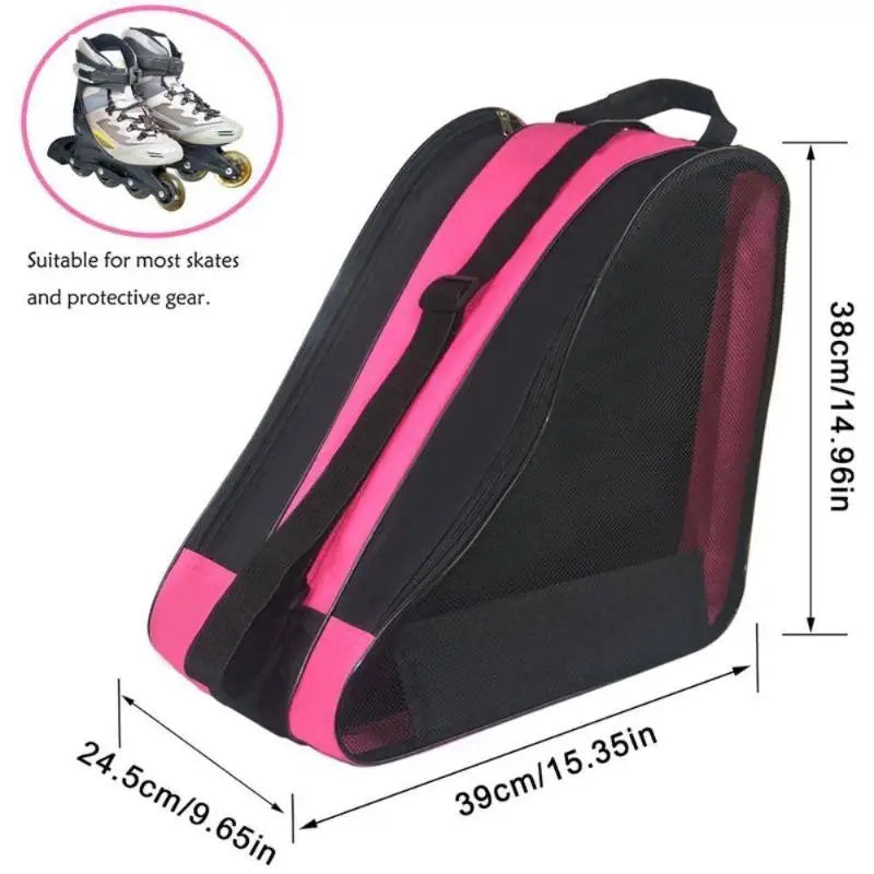 Roller Skates BagLarge Capacity Oxford Cloth Skating Shoes Bag Skating Accessories Carry Case 3 Layers Breathable Ice Skating