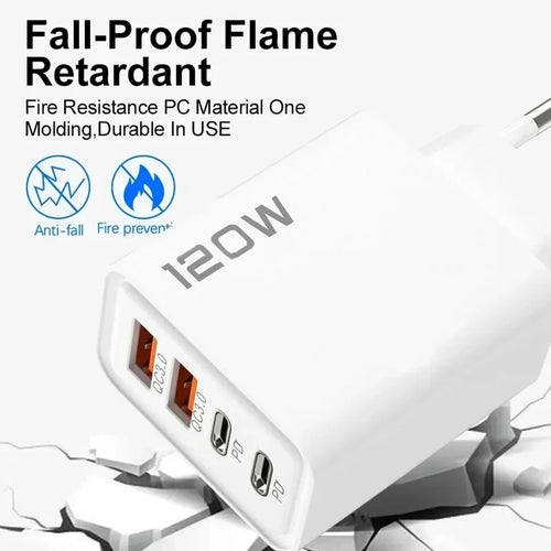 Chargeur USB-C 120W 4 Ports - Charge Rapide PD & QC3.0