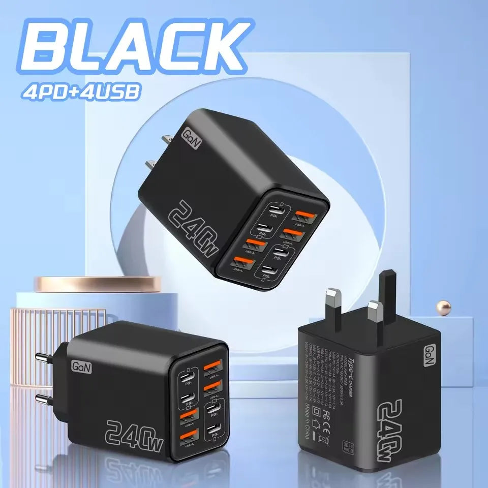 Chargeur GaN 240W 8-en-1 USB-C Charge Rapide - iPhone Samsung Xiaomi