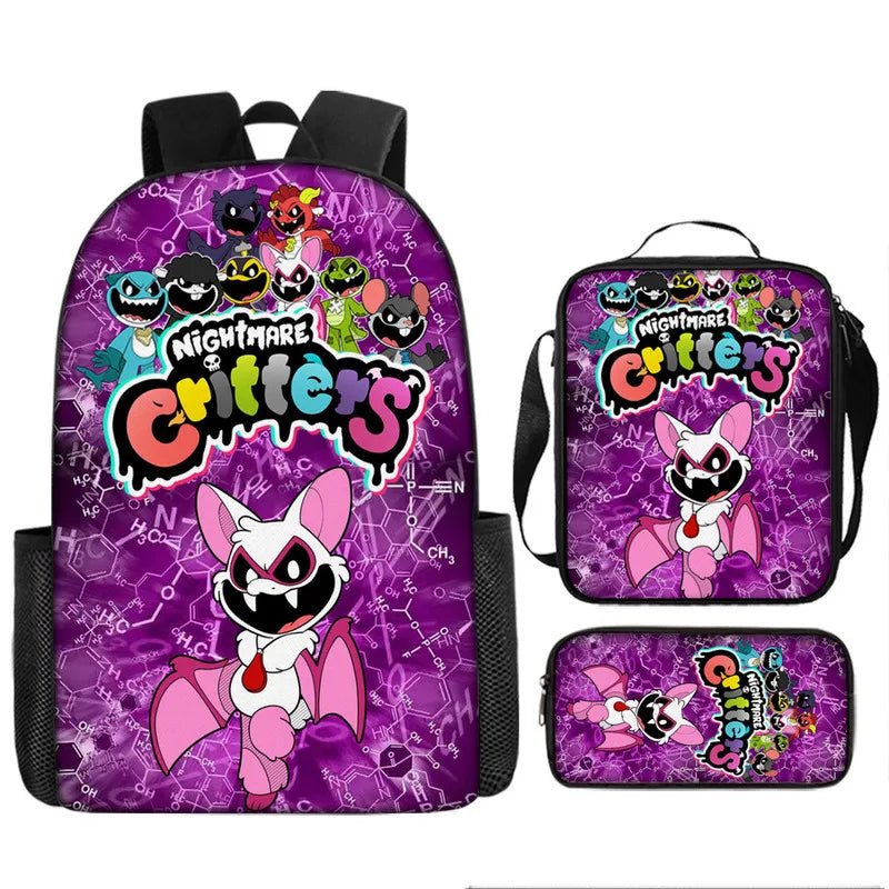 3-piece Set Nightmare Backpack Doey Doughman School Backpack For Students Horror Pianosaurus Bookbag Penbag Yarnaby Shoulderbag