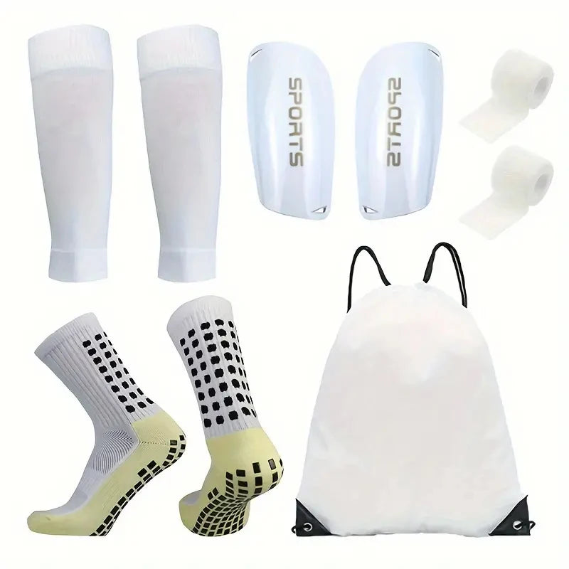 Kit Football 5 pièces – Chaussettes + Jambières + Bandages + Sac de rangement