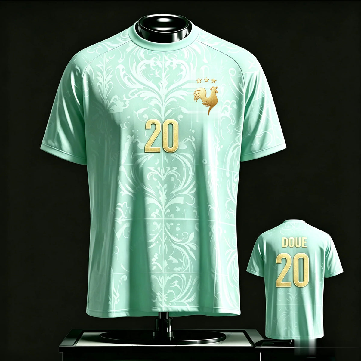 Mbappe 10 Soccer Jersey Golden Rooster Badge Double-Sided Quick Dry Crewneck Short Sleeve Unisex Premium Football Fan Jersey