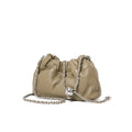 Lightweight Litchi Texture Genuine Cow Leather Cloud Bag Women Drawstring Ruched Design Metal Chain Crossbody Mini Purse