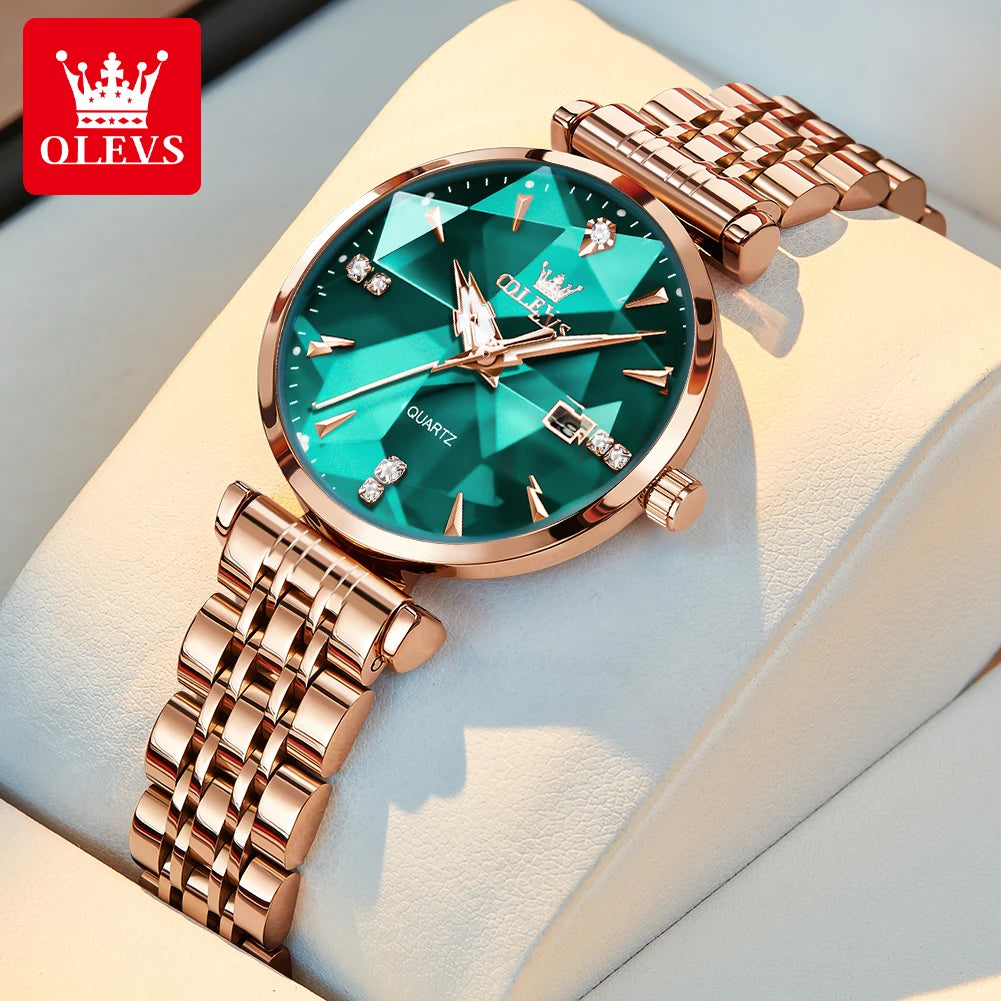 Montre Femme OLEVS 5536 Quartz Diamant – Coffret Bracelet Luxe