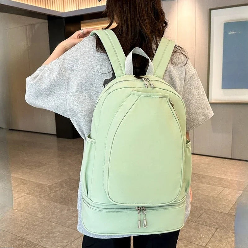 Outdoor Fitness Gym Backpack Badminton Tennis Rackets Training Bag Dry Wet Shoes Pocket Yoga Bag Large Student Storage Schoolbag