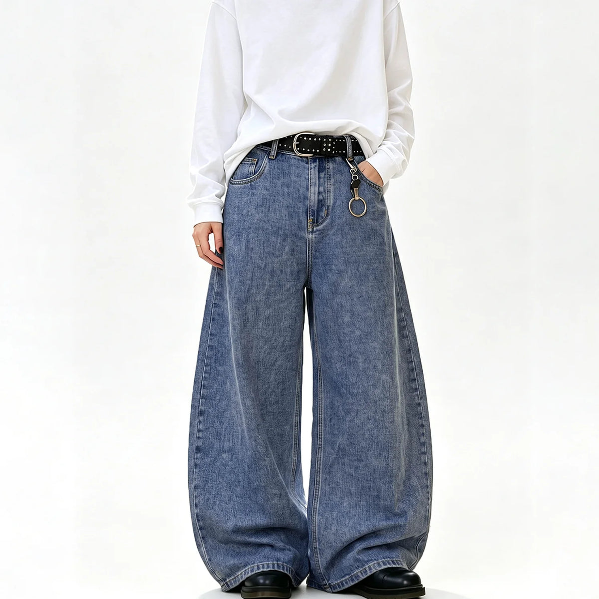 Jean Baggy Wide Leg Homme Loose Punk Streetwear Coupe Courbe 5 Coloris XS-XXL
