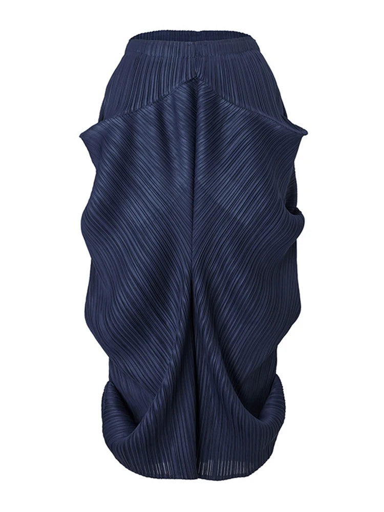 Jupe Plissée A-Line Femme – Taille Élastique, Coupe Ample & Irrégulière