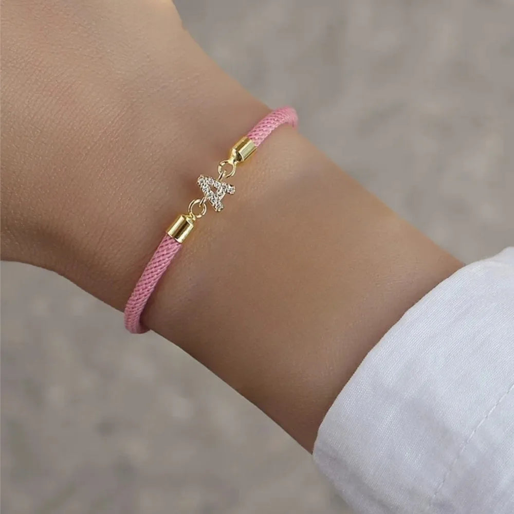 Bracelet Charm Cœur Initiale Lettre A-Z pour Femme – Chaîne Corde Classique, Bijou