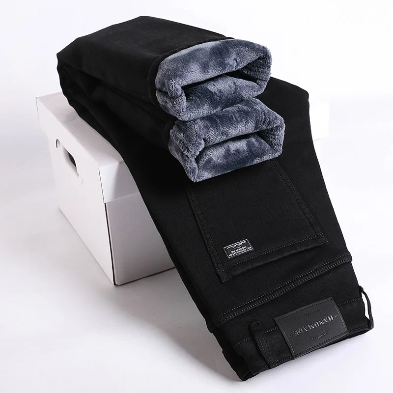 Jean Molletonné Homme Hiver – Coupe Droite Slim Chaud Polaire | 3 Coloris | Tailles 28-38
