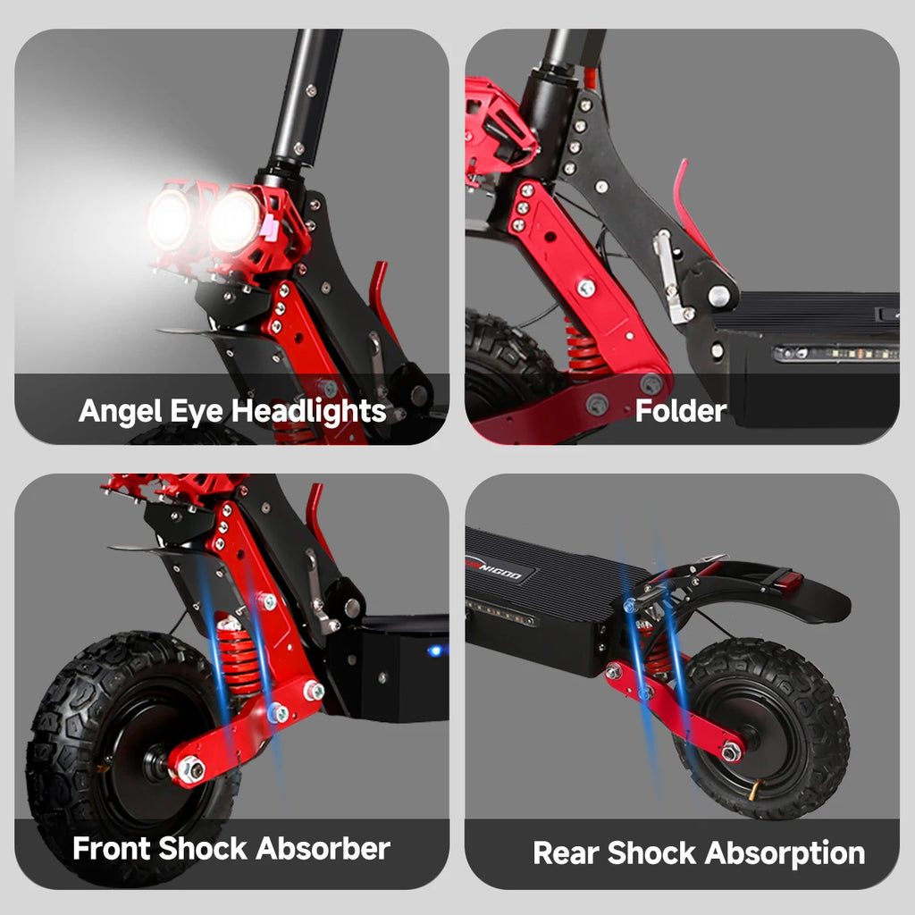 SUNNIGOO X7/X7PRO Electric Scooter 3600W Dual Motor Strong Powerful Max Speed 60-65km/h 11 Inch Off-Road Tires Foldable Powerful Escooter 60KM Long Range Waterproof IP54 NFC Lock  Dual Brakes All-Terrain Scooter