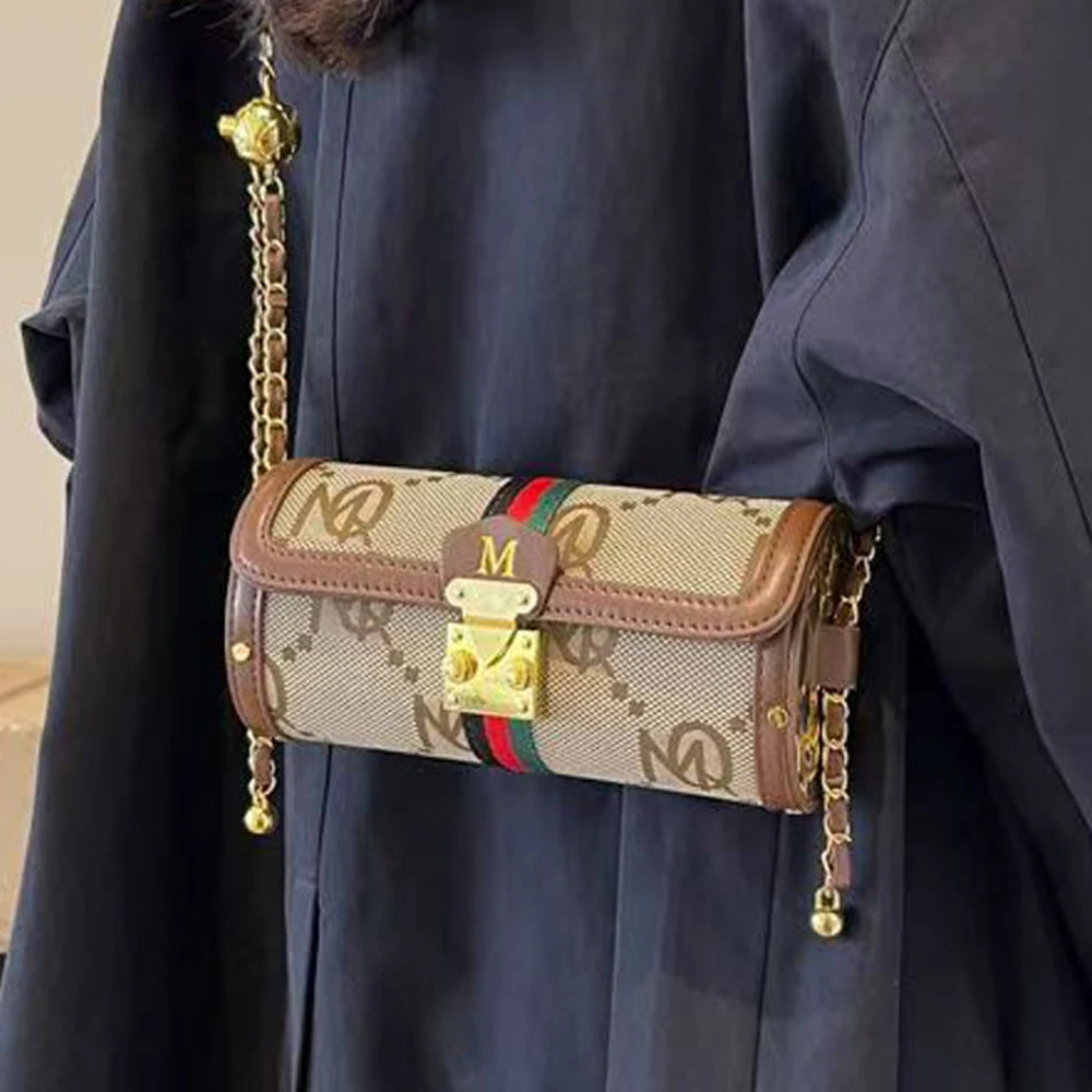 Retro Special Chain Strap Cylinder Bag Women's Bag Versatile Shoulder Crossbody Bag messenger bag