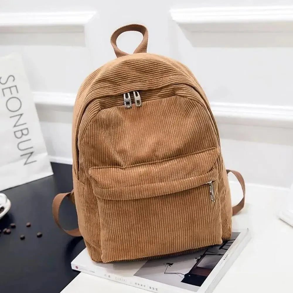 New Corduroy Men's and Women's Backpacks with College Style, Multi-purpose and Large-capacity Outdoor Trendy Student Schoolbags