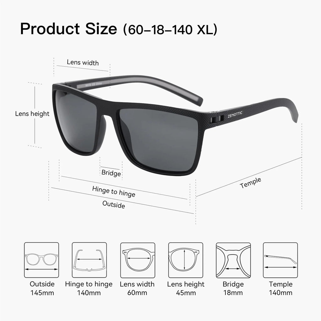 Lunettes de Soleil Polarisées ZENOTTIC – Monture TR90 Légère UV400