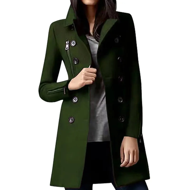 RVHSWDS – Trench-Coat Long Femme Double Boutonnage Doué de Doublure, Col Revers, Style Streetwear Hiver