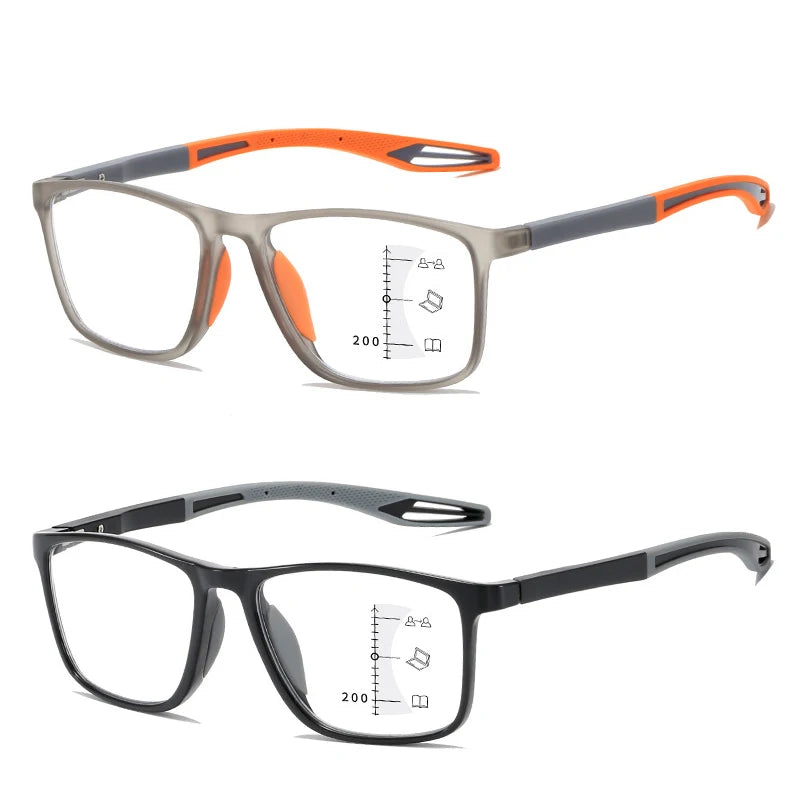 Lunettes de Lecture Progressives Multifocales Anti-Lumière Bleue – Mixte, Grande Monture Rectangulaire