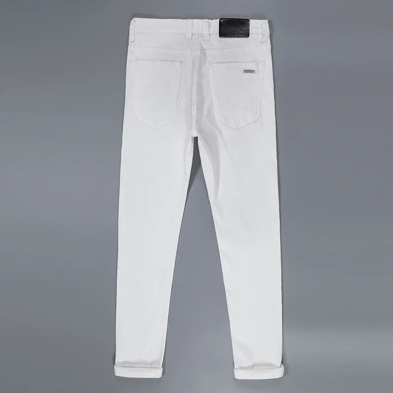 Jean Slim Blanc Homme – Coupe Ajustée Élastique Style Business Casual