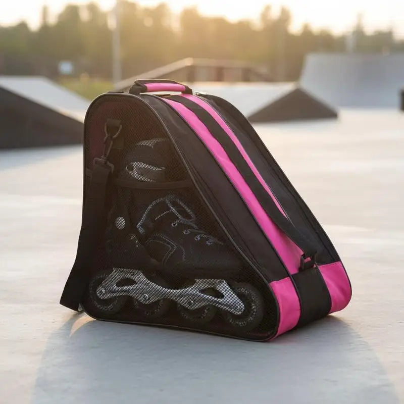 Roller Skates BagLarge Capacity Oxford Cloth Skating Shoes Bag Skating Accessories Carry Case 3 Layers Breathable Ice Skating
