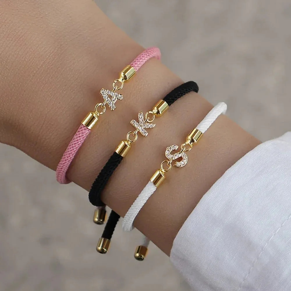 Bracelet Charm Cœur Initiale Lettre A-Z pour Femme – Chaîne Corde Classique, Bijou